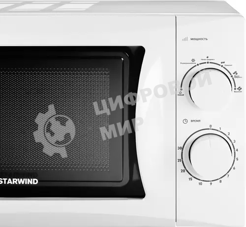 Микроволновая печь Starwind SMW3720 белый, 20 л, 700 Вт, переключатели - поворотный механизм