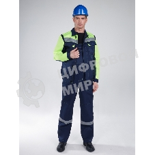 Костюм Сфера NEW (ткань Смесовая,210) полукомбинезон, темно-синий/лимонный, 56-58/170-176