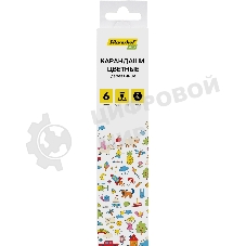 Карандаши цветные Silwerhof Eco 2.65 мм, шестигранный профиль, дерево, ассорти, 6 цветов, коробка с европодвесом