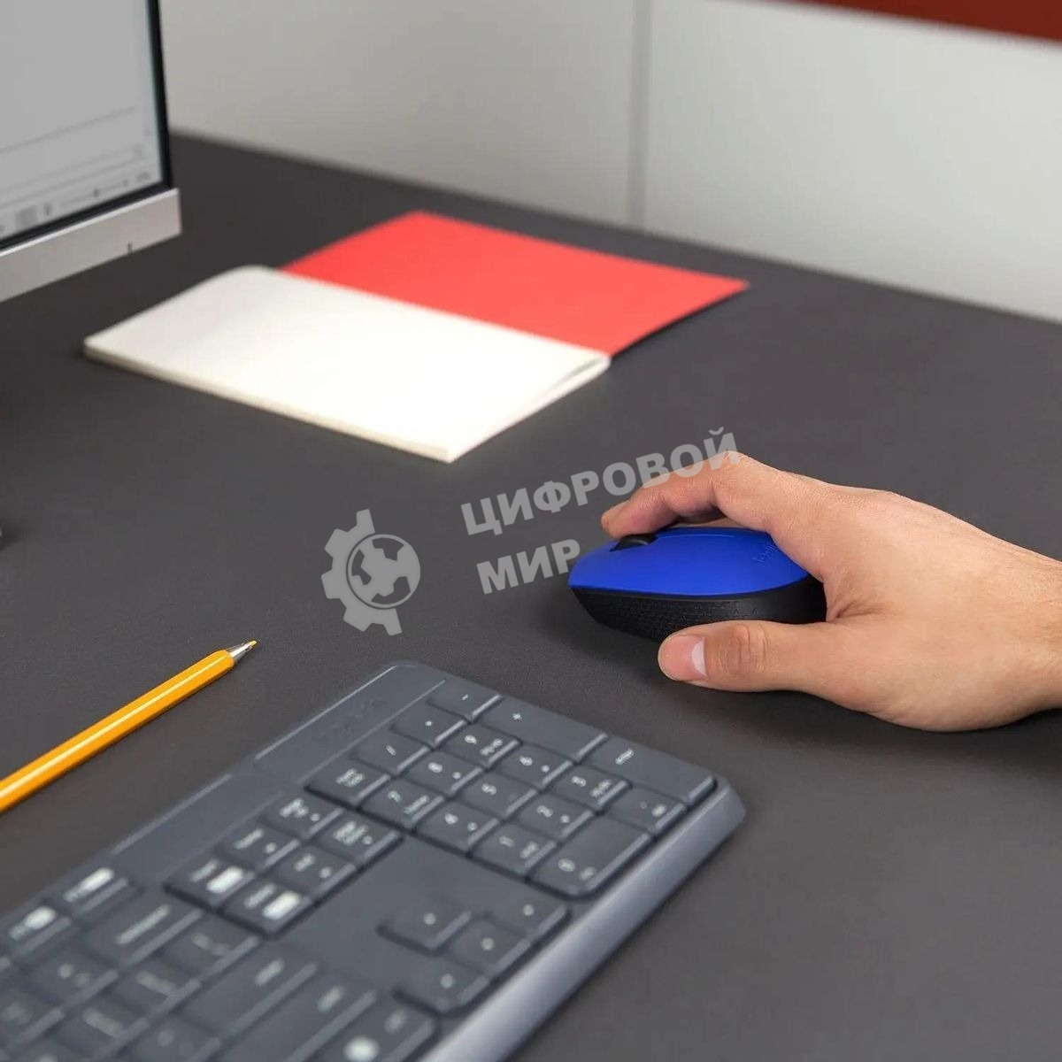 Мышь беспроводная Logitech M171 синий, 1000 dpi, радиоканал, USB, кнопки - 3