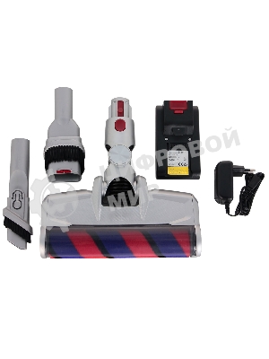 Пылесос вертикальный Sharp ECSB72RS серебристый/красный, питание от аккумулятора, 95 Вт, уборка сухая, пылесборник 1 л, работа от АКБ max 36 мин