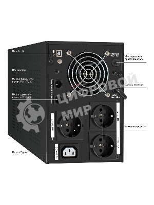 Источник бесперебойного питания (инвертор, синус, для котла) ExeGate SineTower SN-2000.LCD.AVR.3SH.1C13.RJ.USB 2000VA/1600W, чистая синусоида, LCD дисплей, AVR, 3*Schuko+1*C13, RJ45/11, USB, линейно-интерактивный, черный