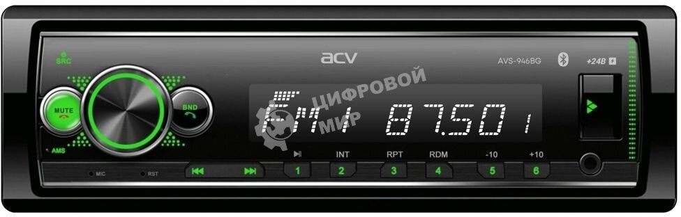 Автомагнитола ACV AVS-946BG, 1 DIN, Bluetooth, USB Type-A, AUX