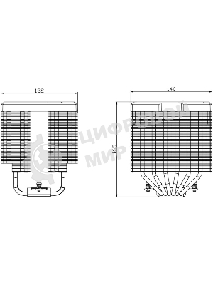 Кулер для процессора CPU Cooler Thermalright Peerless Assassin 140 Digital белый (4-pin PWM, 165мм, Ni/Cu, 6x6мм, 1x120мм + 1x140мм, 82.CFM, 29.6dBA, 1850RPM, S: 1200, 1700, 1851, 115X, 2011, 2066, AM4, AM5, белый)