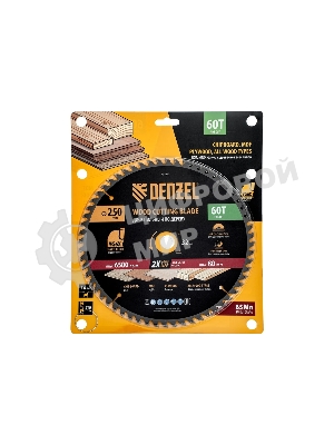 Пильный диск по дереву Denzel ф250 х 32 мм, 60 зубьев