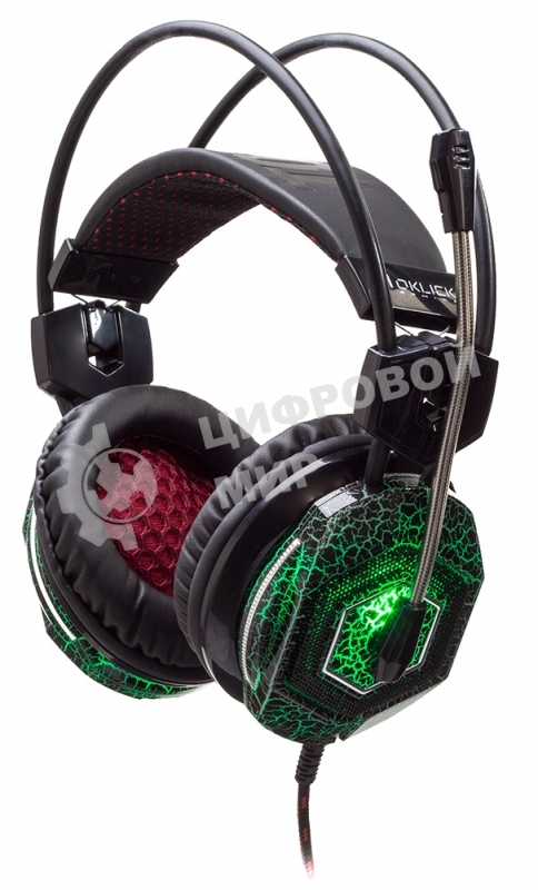 Наушники с микрофоном Oklick HS-L500G черный 2.2м мониторы оголовье