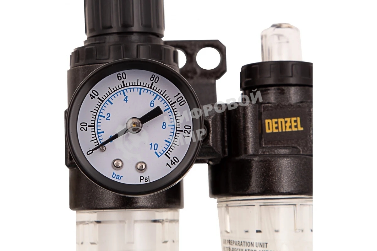 Блок подготовки воздуха регулятор-фильтр-лубрикатор Denzel FLR1500, 10 бар, 1500 л/мин, 1/4