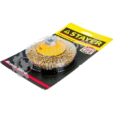 Кордщетка STAYER PROFESSIONAL 35133-100коническая М14 витая латунь/сталь 0.3мм d100мм