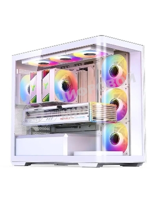 Корпус без блока питания JONSBO D300, Mini-Tower, TG, no fan, 2xUSB-A 3.2 + 1xUSB-C 3.2, mATX, mITX White