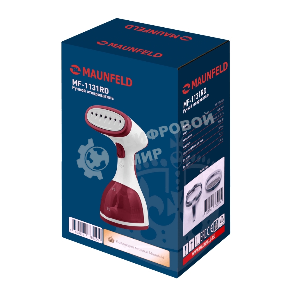 Отпариватель Maunfeld MF-1131RD красный, 1000 Вт, 25 г/мин, 0.26 л