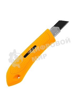 Нож Denzel 18 мм, сменное лезвие, SK4, метал. направляющая, винтовой фиксатор