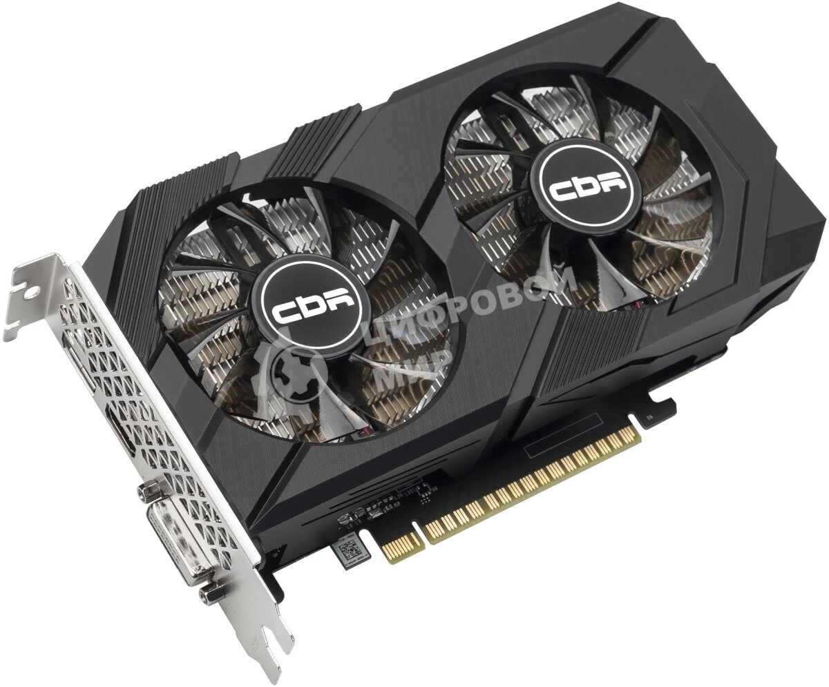 Видеокарта CBR GeForce GTX 1650, 4 GB GDDR6, 128 bit, DisplayPort, HDMI, DVI, GPU 1590 MHz