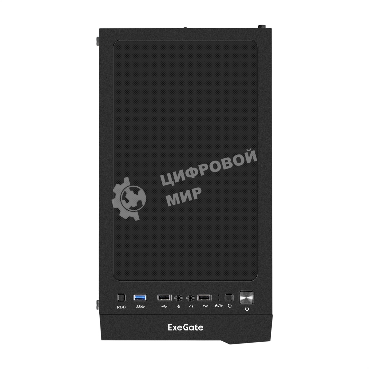 Компьютерный корпус Miditower ExeGate EVO-9211-450NPX (ATX, БП 450NPX с вент. 12см, с окном, 2хUSB+1хUSB3.0, HD аудио, черный, 1 вент. с RGb подсветкой)