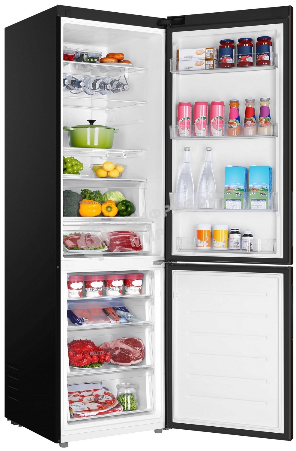 Холодильник Haier C4F740CBXGU1 черный двухкамерный 286/115л морозилка снизу, No Frost