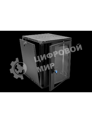 Шкаф коммутационный ЦМО ШРН-15.650-9005 настенный 15U 600x658мм пер.дв.стекл 200кг черный 600мм 180град.