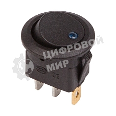 Выключатель клавишный Rexant круглый 12V 16А (3с) ON-OFF черный с синей подсветкой