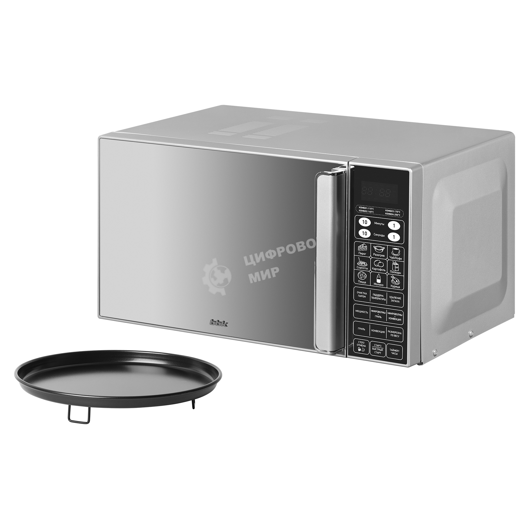 Микроволновая печь BBK 23MWC-982S/SB-M серебристый/черный, 23 л, 900 Вт, переключатели - сенсор