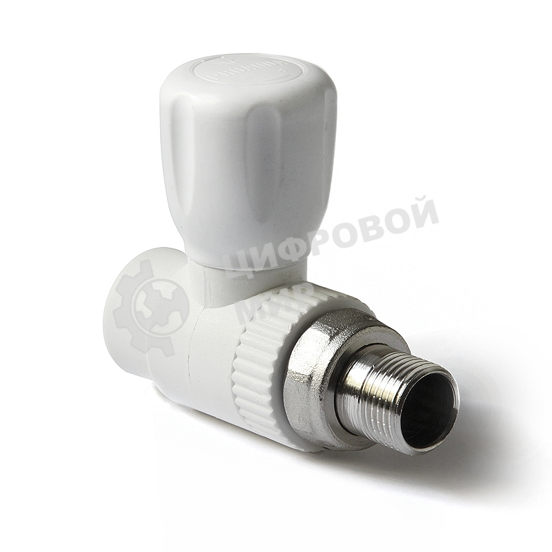 Кран шаровой 25 х 3/4' прямой для радиатора полипропиленовый PPR белый
