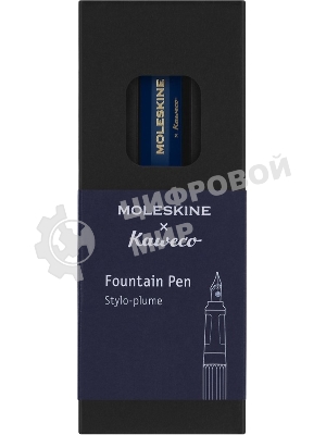 Ручка перьевая Moleskine Kaweco KAWFOUNTPENMBLUE синий, M, сталь нержавеющая/позолота, синие чернила, подарочная коробка