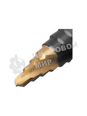 Сверло ступенчатое Denzel 6-8-10-12-14-16-18-20-22-24-26-28-30 мм, Р6М5, 6-гр. хвостовик