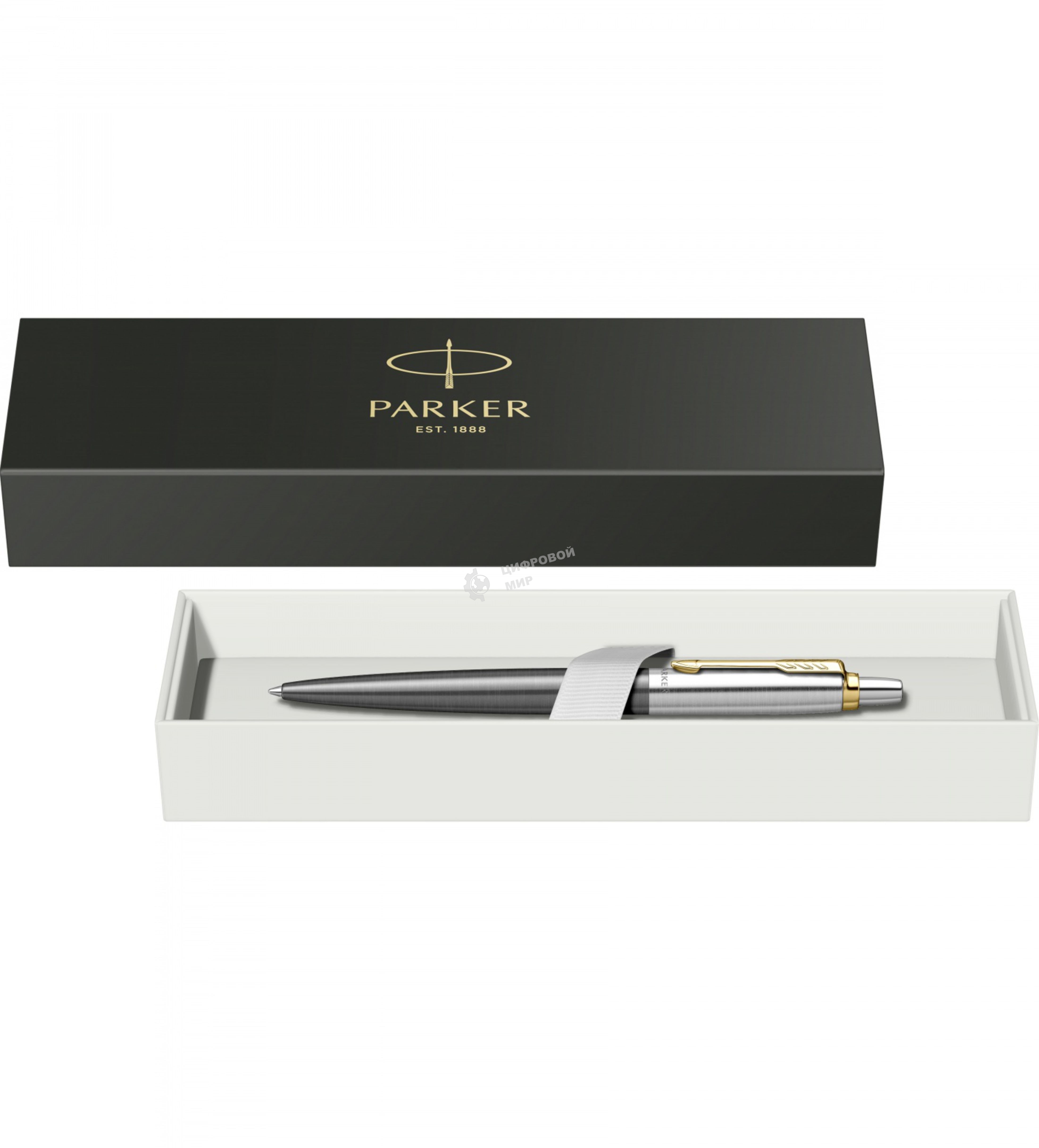 Ручка шариковая Parker Jotter Grey Core GT (2213723) M, синие чернила, подарочная коробка