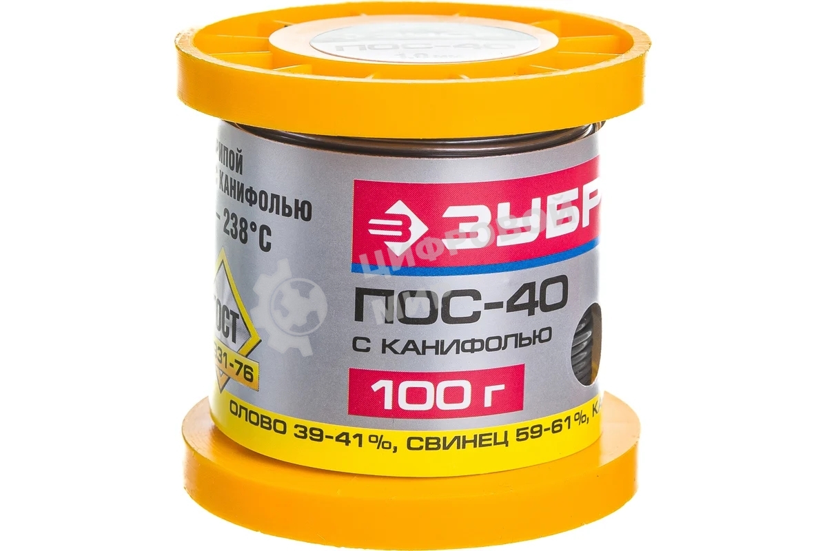 Припой Зубр 55451-100-10C ПОС 40 трубка с канифолью 100г 1мм