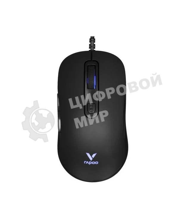 Мышь проводная Rapoo V16RGB черный, 12800 dpi, USB, кнопки - 6
