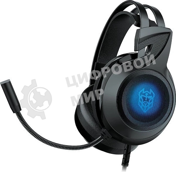 Гарнитура QUMO Odin чёрный, проводная, 3.5 мм, подсветка