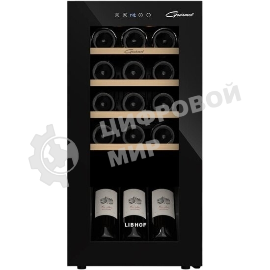 Винный шкаф Libhof GM-15 черный, 40 л, 1 отсек, 15 бут., класс A
