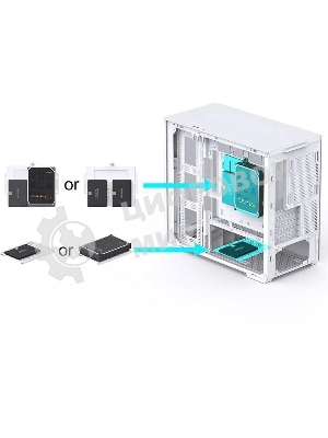 Корпус без блока питания JONSBO D300, Mini-Tower, TG, no fan, 2xUSB-A 3.2 + 1xUSB-C 3.2, mATX, mITX White