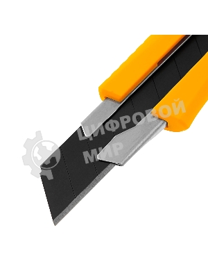 Нож Denzel 18 мм, сменное лезвие, SK4, метал. направляющая, винтовой фиксатор