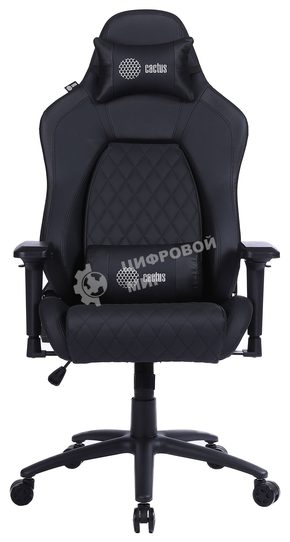 Кресло игровое Cactus CS-CHR-130-M, массажное, с подголовником, черный