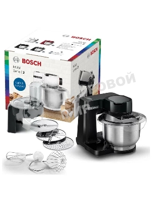Кухонный комбайн Bosch MUMS2EB01, 700 Вт, 4 скорости, металл чаша 3,8 л, черный
