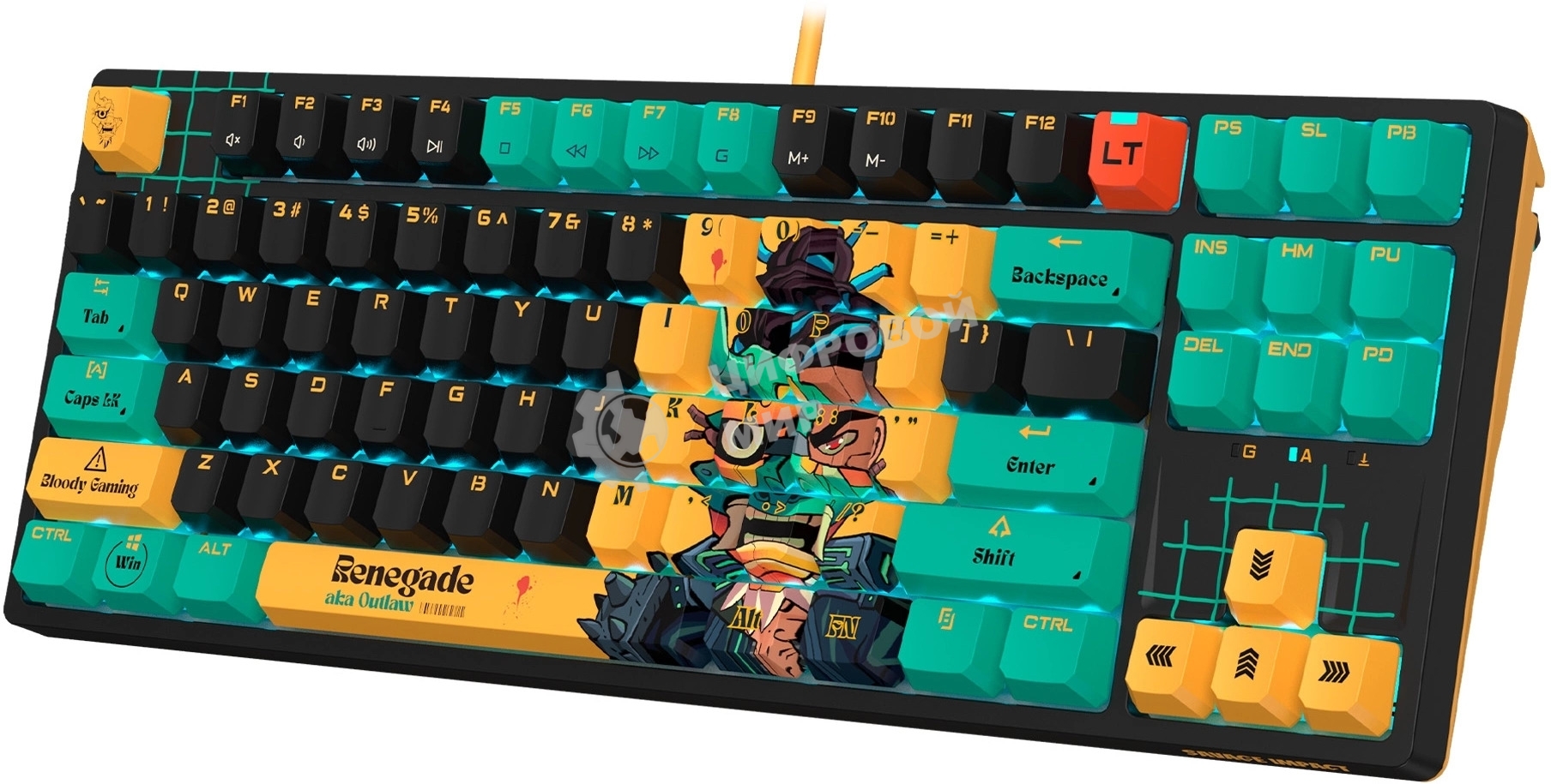 Клавиатура A4Tech Bloody AT87 Renegade проводная USB черный/зеленый