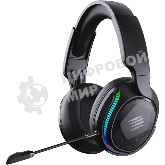 Гарнитура беспроводная игровая Mad Catz P.I.L.O.T. PRO черные (Bluetooth, 2.4 гГц, 3.5 мм jack, RGB подсветка, 50 мм, 930 мА·ч)