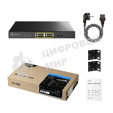 Коммутатор CUDY GS1016EPS2, 16×1 Гбит/с PoE+ + 2×1 Гбит/с SFP, настраиваемый