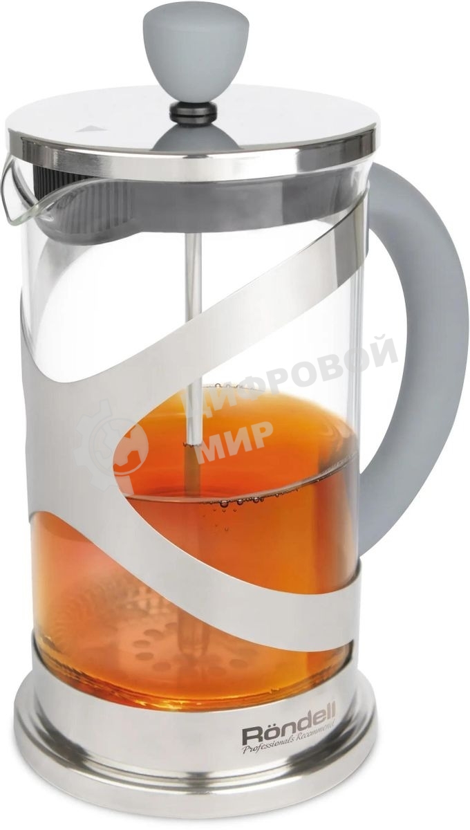 Френч-пресс Rondell Crystal Grey RDS-839, 0.8 л, серый
