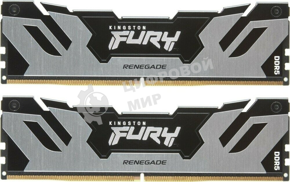 Оперативная память Kingston Fury Renegade, DDR5, 96Gb (2x48GB), 6400MHz, CL32, DIMM, с радиатором, серебристый