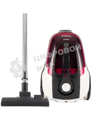 Пылесос Hyundai HYV-C3370 белый/красный, 380/2400 Вт, уборка сухая, пылесборник контейнер 3.5 л