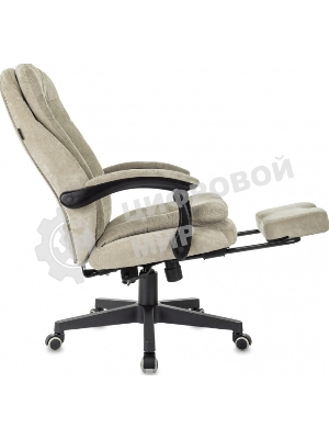 Кресло руководителя Бюрократ T-9950MSG-F Fabric песочный Light-21, крестов. пластик, подст. для ног