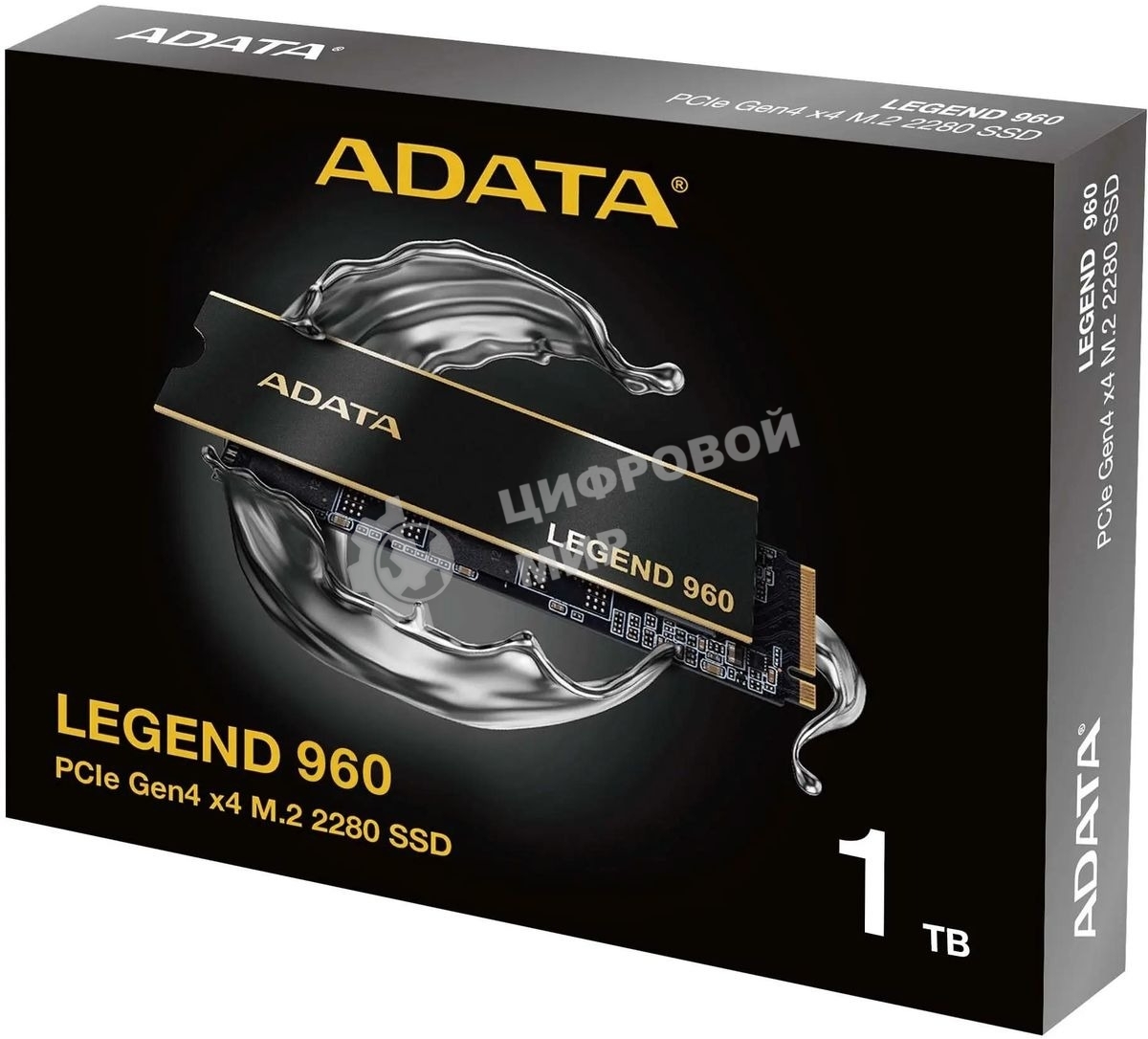 Накопитель SSD ADATA LEGEND 960, 1Tb, PCIe 4.0 x4, M.2 2280, NVMe, R/W 7400/6000, с радиатором