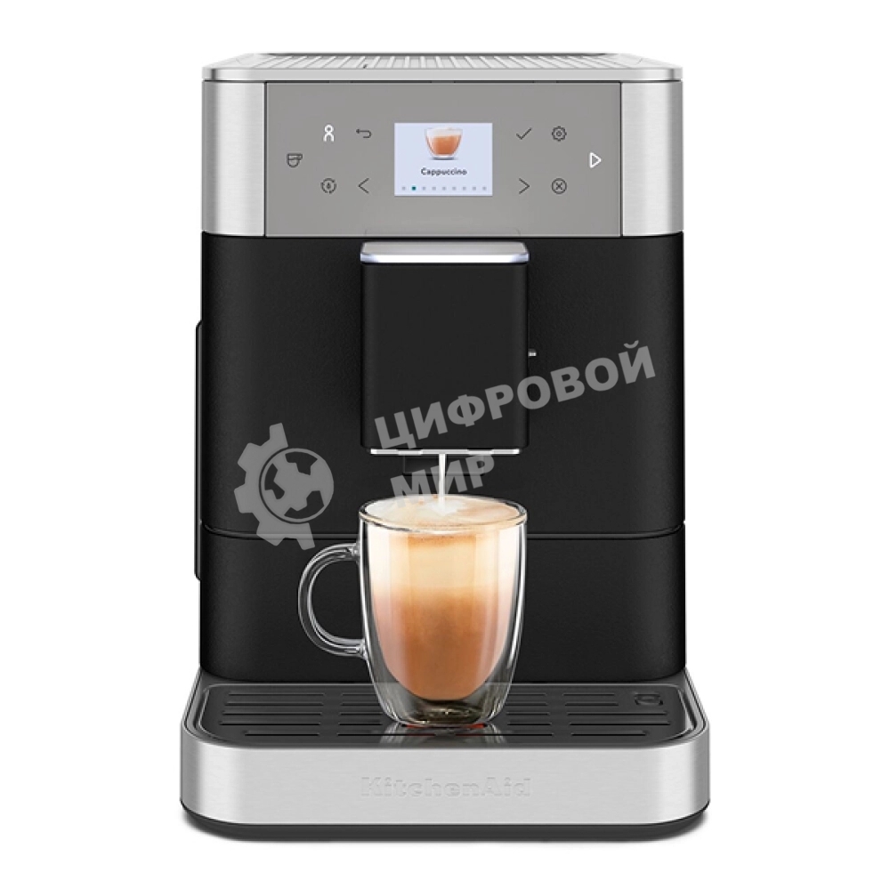 Автоматическая эспрессо-машина KitchenAid 5KES8556EBK, 2.2 л, одновременное приготовление двух чашек, 5 уровней крепости кофе, автоматическая очистка, автоматическая декальцинация, цветной дисплей, сенсорное управление, 15 рецептов, автоматическое вспенив