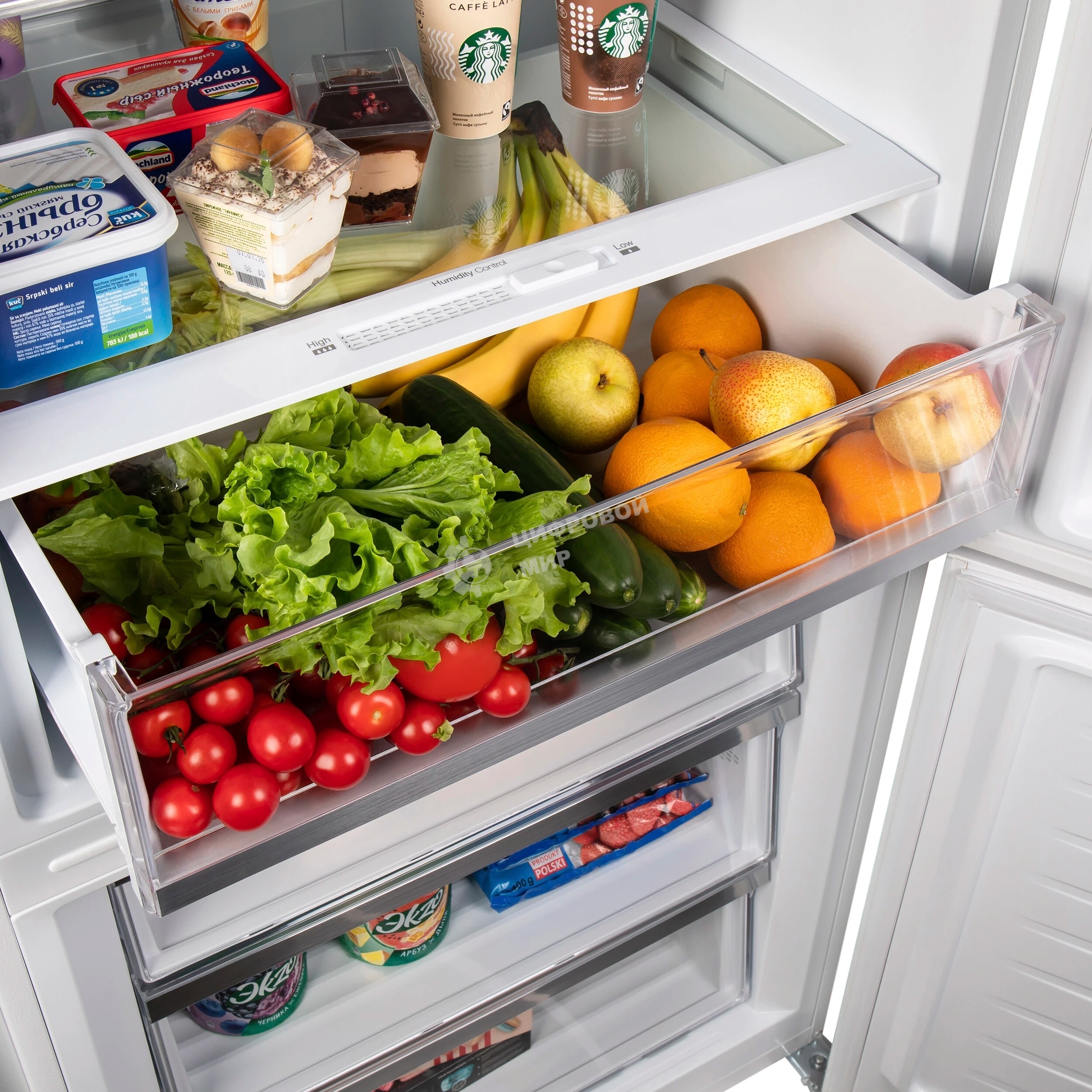 Холодильник Maunfeld MFF1857NFW белый мат. инвертер двухкамерный 336/117л морозилка снизу