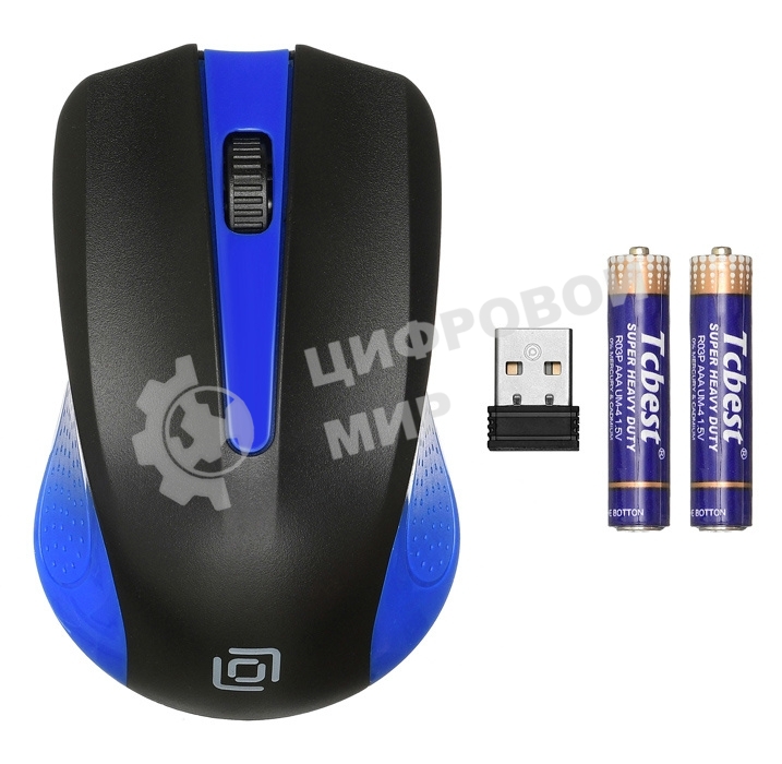 Мышь беспроводная Oklick 485MW черный/синий, 1200 dpi, радиоканал, USB, кнопки - 3