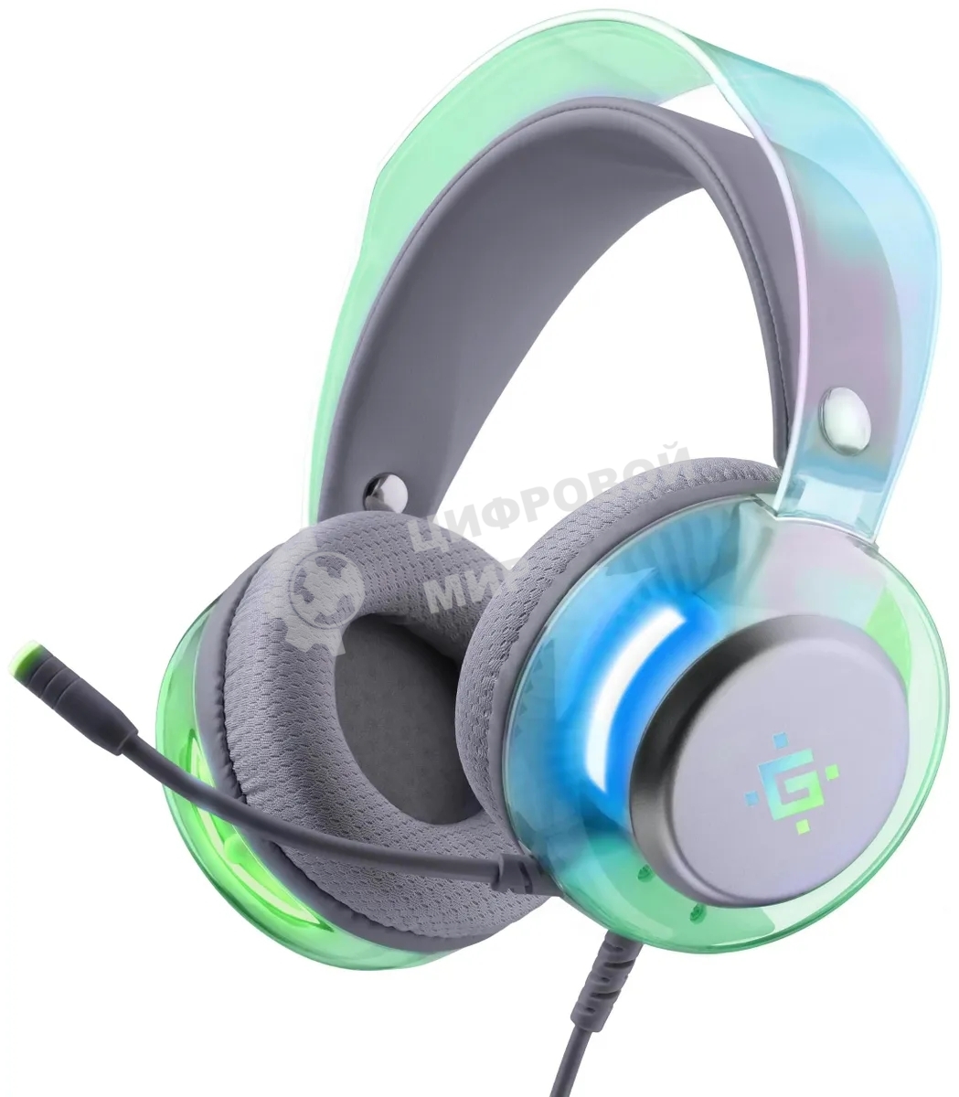 Гарнитура Defender Glitch белый, проводная, подсветка