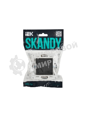 Выключатель проходной 2-кл. IEK SKANDY SK-V10G 10А с индикацией графит SK-V22-1-10-K53