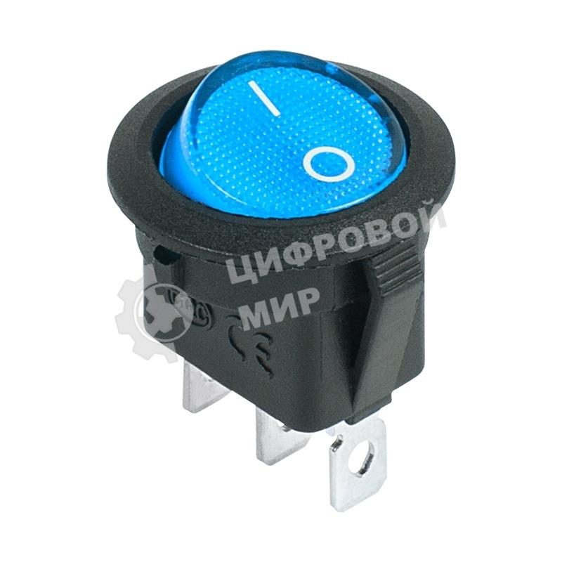 Выключатель клавишный Rexant круглый 12V 20А (3с) ON-OFF синий с подсветкой