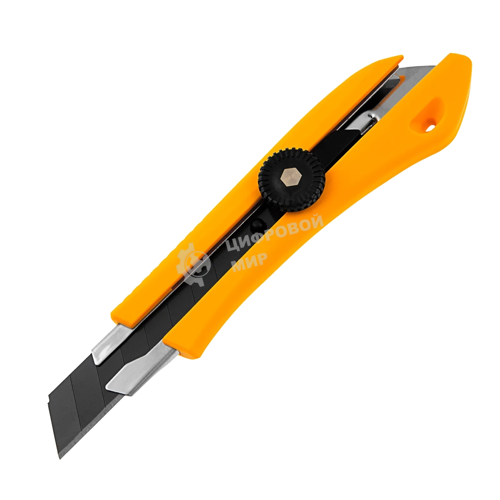 Нож Denzel 18 мм, сменное лезвие, SK4, метал. направляющая, винтовой фиксатор