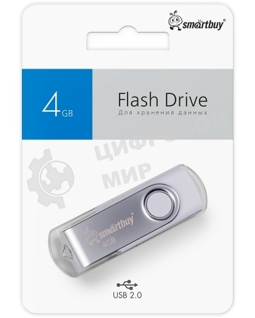 Флешка USB SmartBuy Twist White (SB004GB2TWW), 4GB, USB 2.0, R/W 15/5, белый