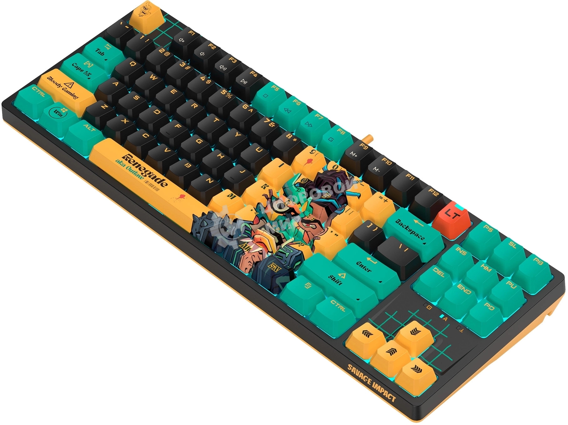 Клавиатура A4Tech Bloody AT87 Renegade проводная USB черный/зеленый